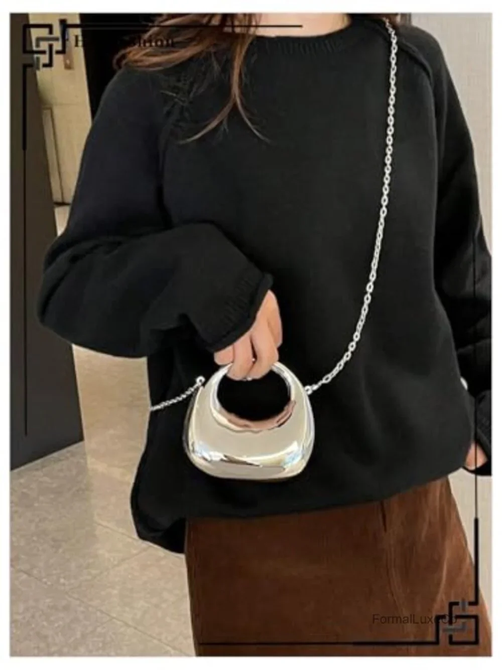Metallic Chain Crossbody Mini Clutch Purse Women Evening Bag Cocktail Party